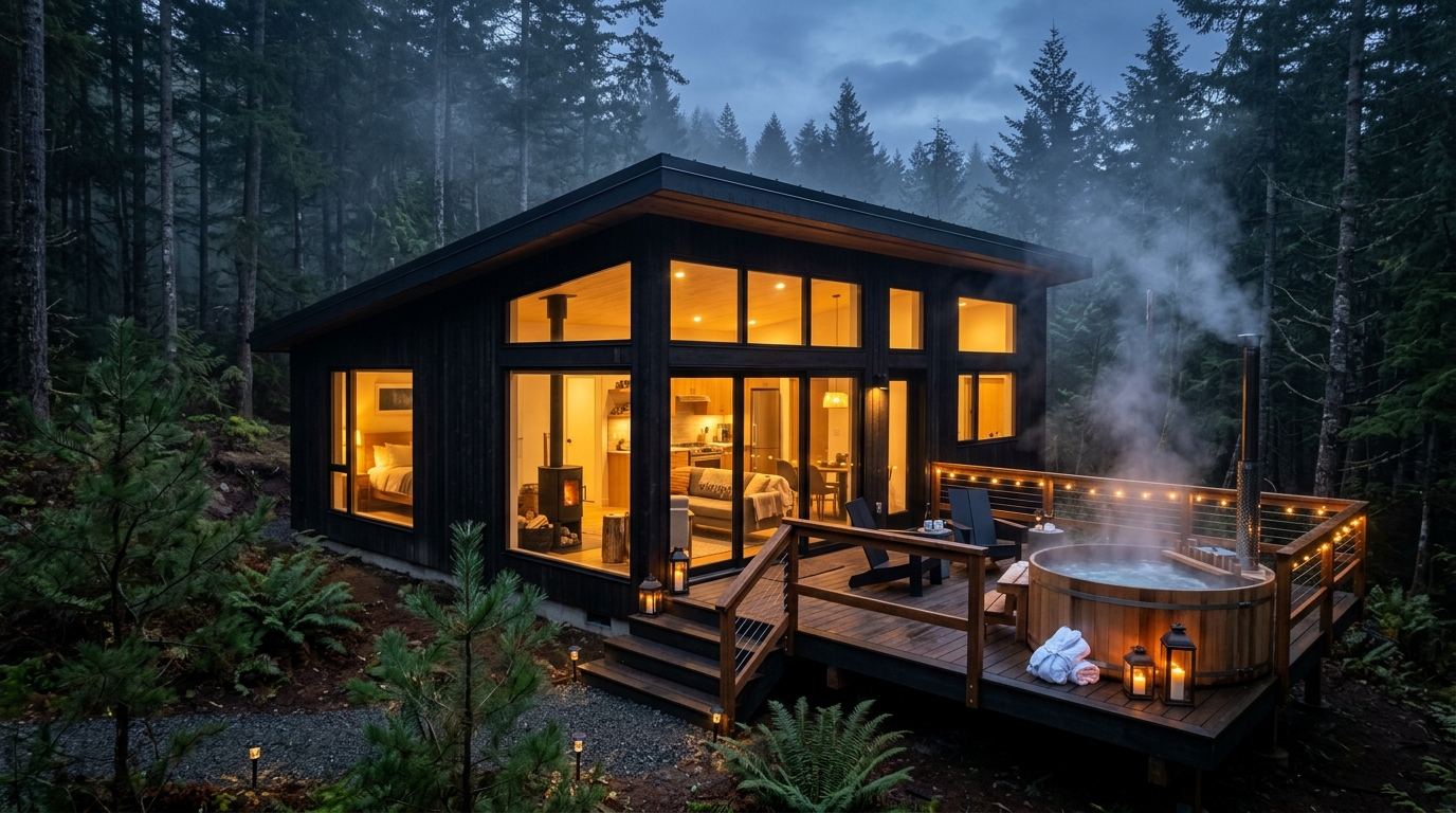Secluded Sanctuaries Architectural Cabins Reconnection Hot Tub