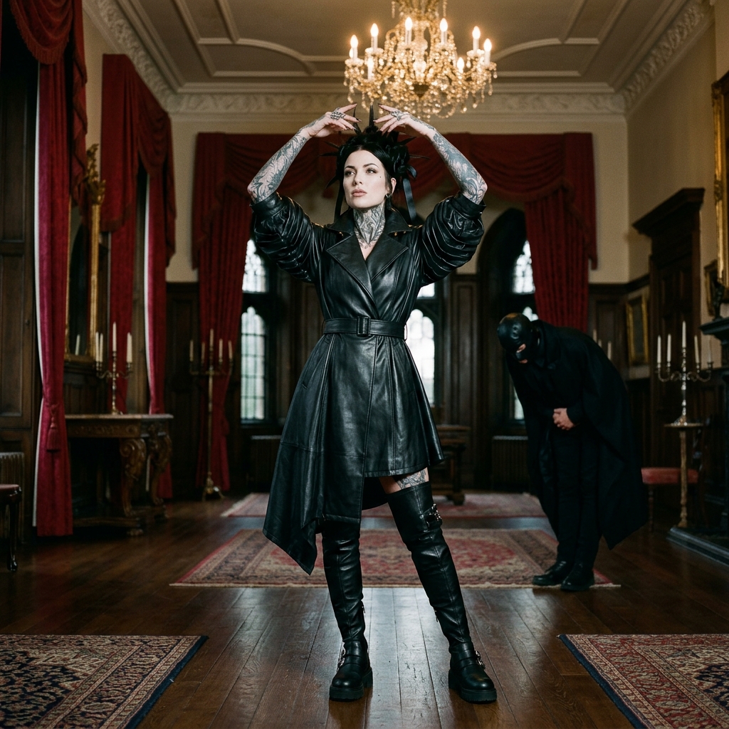 Luxury Victorian leather corset and collar aesthetic.